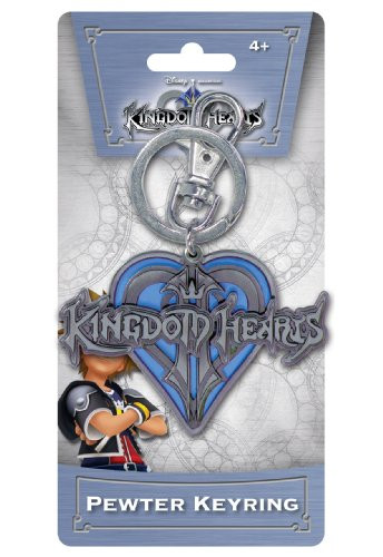 Disney Kingdom Hearts Logo Blue Heart Pewter Key Ring