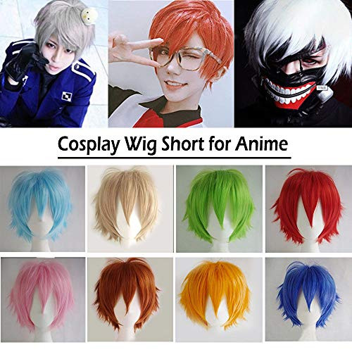 S-noilite Short Cosplay Wig Real Thick Heat Resistant Synthetic Hair Halloween Costume Full Wigs  Short Cosplay Wig  Dark Orange