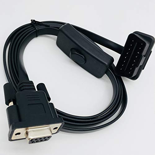vahicle OBD2 16 pin to DB9 RS232 Serial Port Adapter Cable Diagnostic Extension Cable with Power Switch to Avoid Battery Drain 1.5M 5ft