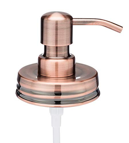 Jarmazing Products Classic Vintage Styled Copper Mason Jar Soap Dispenser Lids - One Pack - for All Regular Mouth Canning Jars