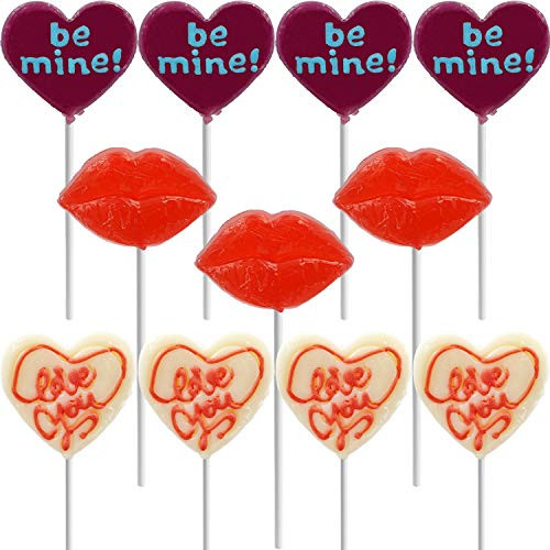 Valentine's Day Lollipop Sucker Red Lips Be Mine and Love You Heart Suckers Individually Wrapped 12-Pack Valentine's Day Lollipop Sucker Red Lips Be Mine and Love You Heart Suckers Individually Wrapped 12-Pack
