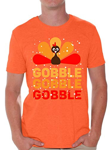 Awkward Styles Gobble Gobble Gobble - Happy Thanksgiving Day Tshirt Shirts for Mens Orange 2XL