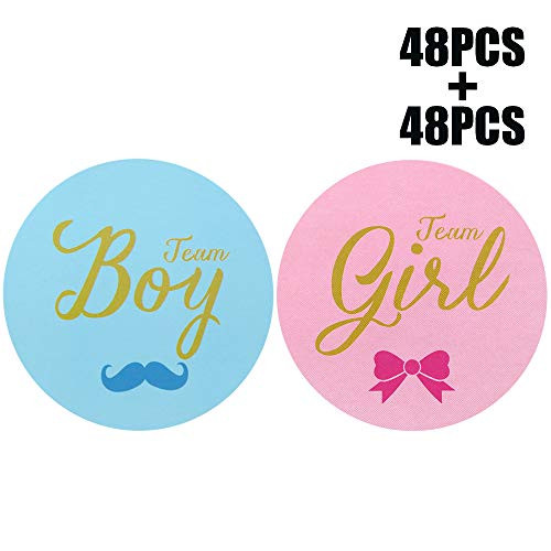 96 2Baby Shower Stickers,Gender Reveal Baby Shower Party Stickers Team boy and Team Girl Sticker Labels