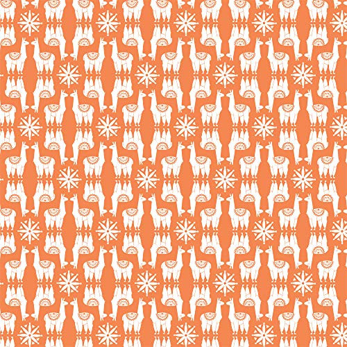 Camelot Llama Drama Proud Llamas Orange Quilt Fabric By The Yard