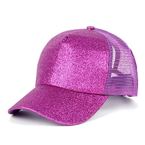FADA Women Ponytail Baseball Cap Glitter Purple Messy Bun Ponytail Hat Ponycaps Dad Hat FADA Women Ponytail Baseball Cap Glitter Purple Messy Bun Ponytail Hat Ponycaps Dad Hat