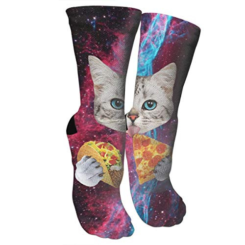 Galaxy Pizza Cat Unisex Novelty Funny Crazy 3D Print Cat Colorful Athletic Sport Crew Tube Socks
