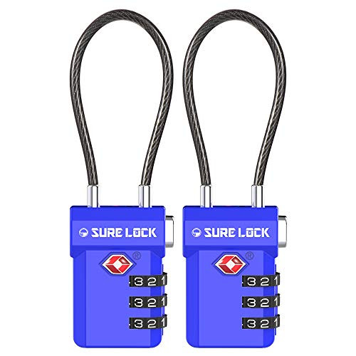 SURE LOCK TSA Compatible Travel Luggage Locks  Inspection Indicator  Easy Read Dials  SKY BLUE 2 PACK