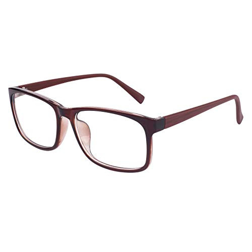 GQUEEN Fake Clear Glasses Non Prescription Glasses Eyeglasses Rectangular Frame Brown  201512
