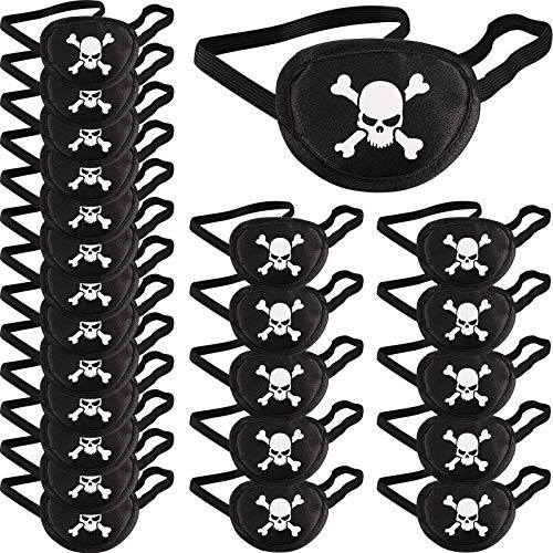 Pirate Eye Patches Black One Eye Skull Patches Silk Pirate Captain Eye Masks for Halloween Christmas Pirate Theme Party  24 Pieces