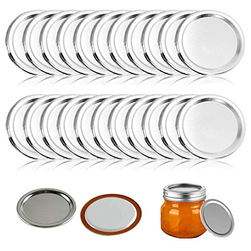 24 Pcs Wide Mouth Canning Lids 86MM Regular Mouth Canning Lids Lids with Aluminum Lids Mason Jar Regular Mouth Split-type Lids Leak Proof And Secure Canning Jar Caps