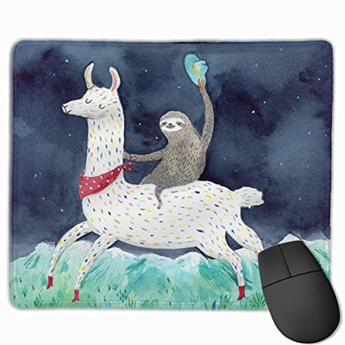Mousepad Sloth Riding Llama Non-Slip Rubber Stitched Edges Rectangle Gaming Mouse Mat for Office  and  Home Pc Laptop