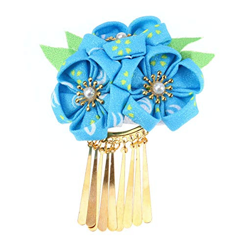 Amosfun Japanese Hairpin Kimono Flower Hair Clip Kanzashi Flower Hair Tie Band Clip for Women Girls Blue Amosfun Japanese Hairpin Kimono Flower Hair Clip Kanzashi Flower Hair Tie Band Clip for Women Girls Blue