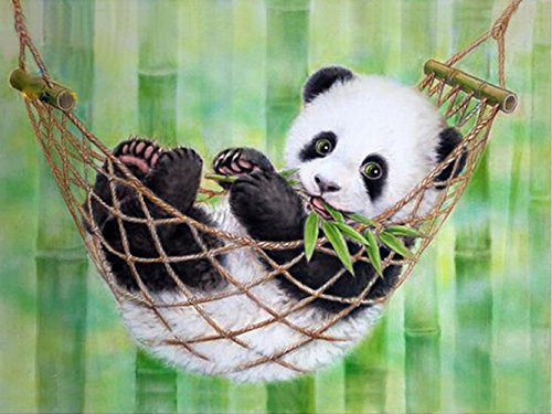 5D Diamond Painting by Number Kit  Full Drill Cute Panda Rhinestone Embroidery Cross Stitch Supply Arts Craft Canvas Wall Decor