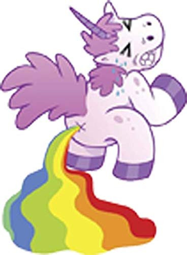 Cute Purple Unicorn with Rainbow Poop Cartoon Vinyl Decal Sticker  4" Tall