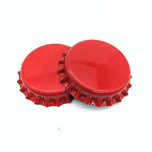 IGOGO 100 PCS Crown Bottle Caps Double Both Sided Colors Craft Linerless 2 sided Red
