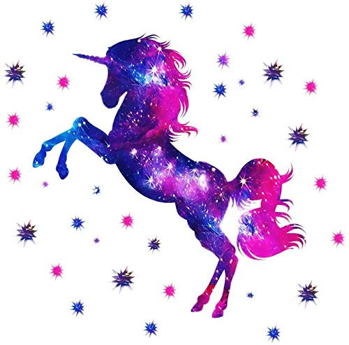 Gusuhome Unicorn Wall Stickers for Girls Bedroom Galaxy Unicorn Wall Decal Stickers for Kids Removable Wallpaper Decals Art for Children Bedrooms Nursery Christmas Birthday Party Decoration