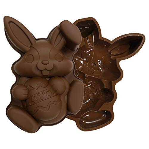 Easter Bunny Molds  Non-Stick Rabbit Egg Silicone Bakeware Mold for Baking Easter Day Party Cake Dessert  BROWN