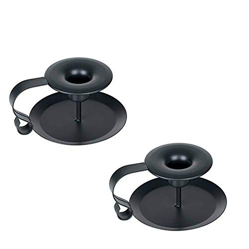 Retro Black Candle Holder Simple Candlestick Holders Taper Candle Holder Iron Pillar Tabletop Wedding Candlelight Candle Stand 2PC Black