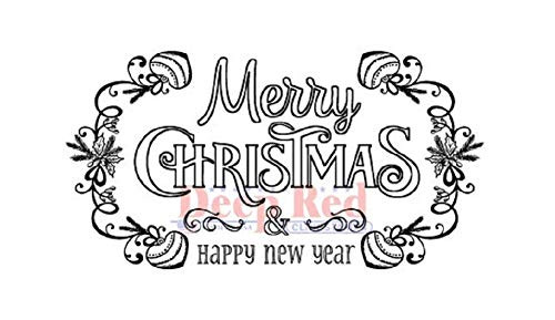 Deep Red Stamps Festive Merry Christmas Rubber Cling Stamp