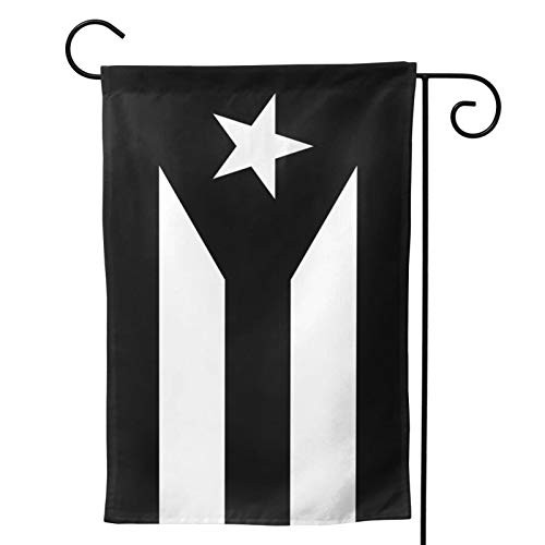 MINIOZE Black and White  and  Puerto Rico Puerto Rican Flag Party Themed Flag Welcome Outdoor Outside Decorations Ornament Picks Garden Yard Decor Double Sided 12.5X 18 Flag