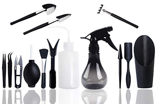 UNIQUEED 14 Pieces Succulent Tools Set  Mini Garden Hand Transplanting Succulent Tools Miniature Planting Set for Indoor Miniature Fairy Garden Plant Care