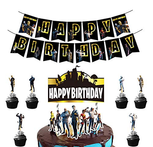 Birthday Party Decor Set Game Birthday Party Supplies Include Birthday Banner Cake Topper and Cupcake toppers Birthday Party Decor Set Game Birthday Party Supplies Include Birthday Banner Cake Topper and Cupcake toppers