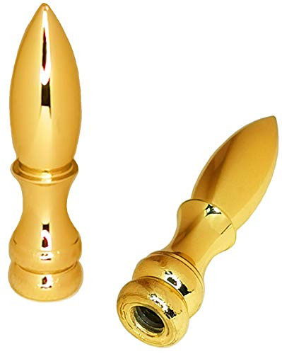 Hyamass 2Pcs Lamp Finial 2 Inch High Gold Cap Bullets Knob Lamp Shade Finial Decoration Dual Thread Accessories  Gold