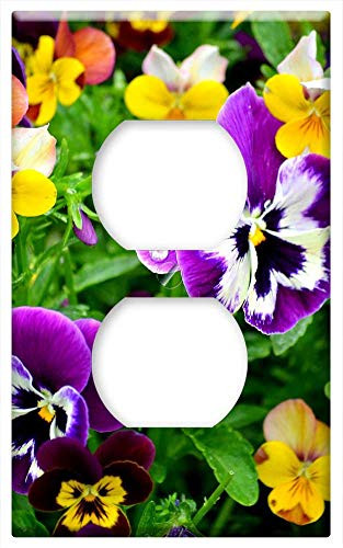 Switch Plate Outlet Cover - Pansy Flower Purple Yellow Blossom Bloom Nature
