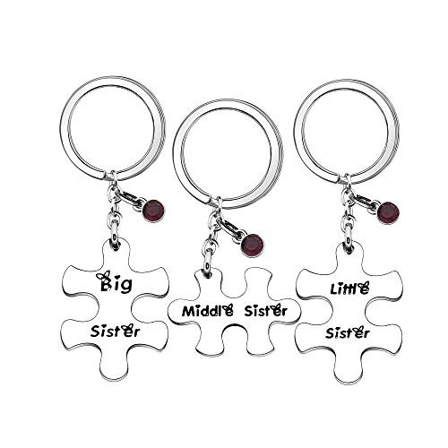3pcs Sister Keyring Set Women Girl Family Gifts Big Sister Middle Sister Little Sister Charms Pendant Keychian