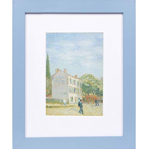 Muzilife 8x10 Wood Picture Frame Flat Display Pictures 5x7 with Mat or 8x10 Without Mat for Wall or Tabletop 1pc  Blue