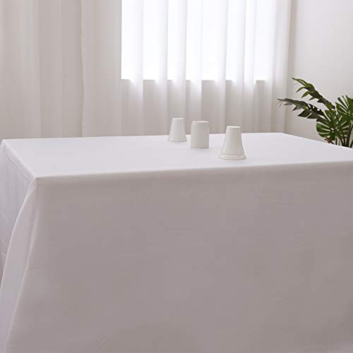 Zdada 2Packs 60 x 105-inch White Rectangular Polyester Tablecloth Linens for Elegant Wedding Party Banquet Restaurant Washable Table Cover