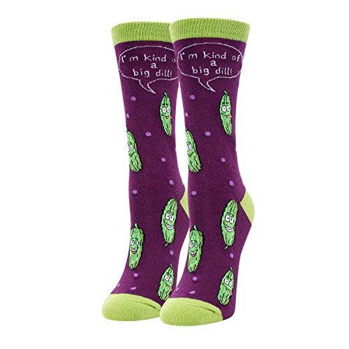 Women's Pickle Socks  Novelty Saying I'm Kind of Big Dill Socks in Purple Gift