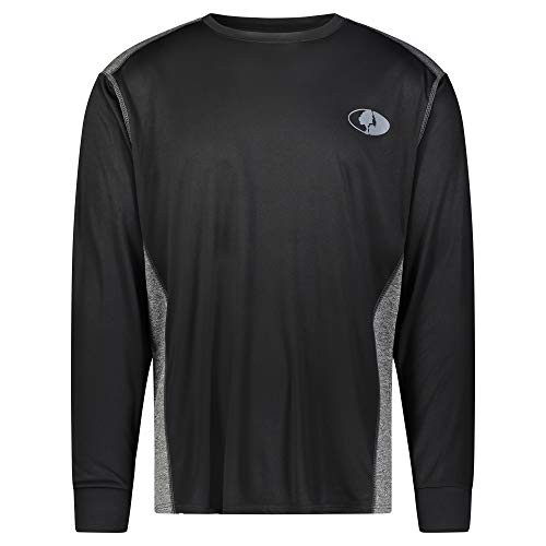 Mossy Oak Men's Printed Long Sleeve Active Crew Neck Camo T-Shirt  Black and Grey  XX-Large