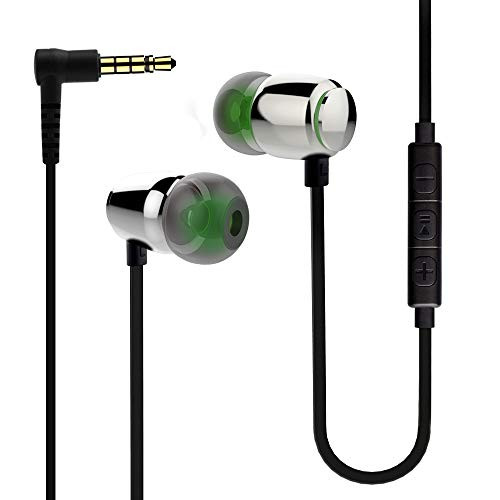 Sunorm Wired Metal Earbud Headphones, Noise Isolating Stereo Earphones with Microphone and Volume Control Deep Bass Noise Cancelling Earphones (Green)