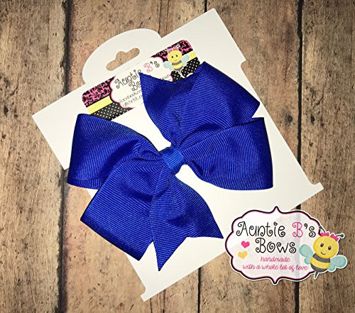 Solid Electric Blue Pinwheel Hair Bow 4" MADE IN USA
