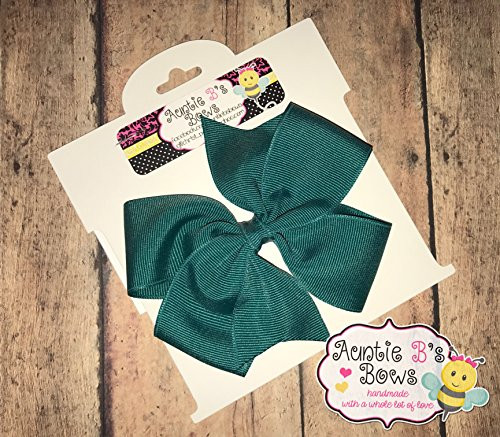 Solid Jade Blue Pinwheel Hair Bow 4" MADE IN USA