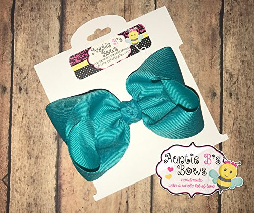 Solid Blue Lagoon Boutique Hair Bow 4" MADE IN USA