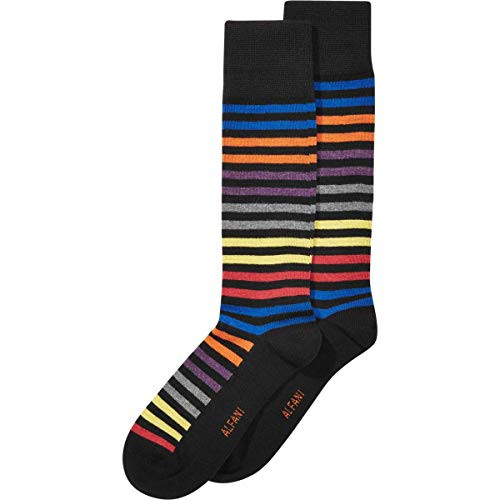 Alfani Mens Alfa Tech Striped Dress Socks  Black  10-13