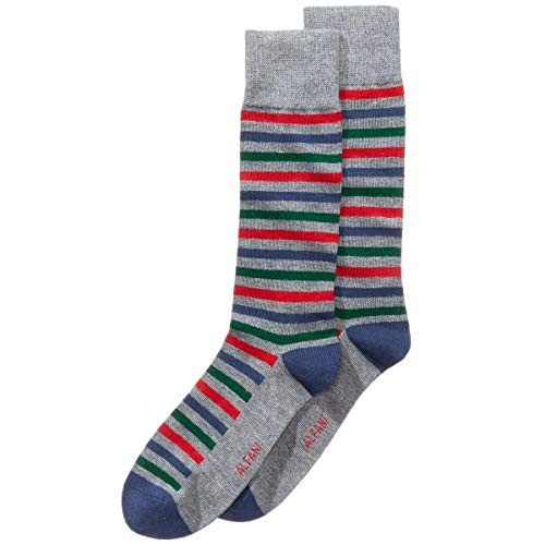 Alfani Mens Striped Seamless Toe Crew Socks Blue 7-12