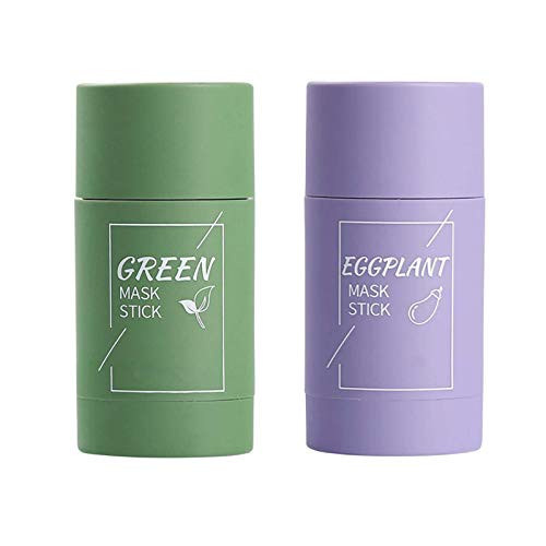 Green Tea Purifying Clay Stick Mask Green Tea Face Peel Mask Blackhead Remover Acne Deep Cleansing Oil Control Eggplant Solid Fine Improves Texture of The Skin  Green TeaPlusEggplant  2pcs