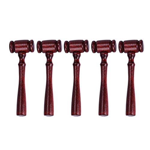NUOBESTY 5pcs Mini Judge Gavels Wooden Gavel Toys Judge Costume Accessory for Students Children Kids Dark Red