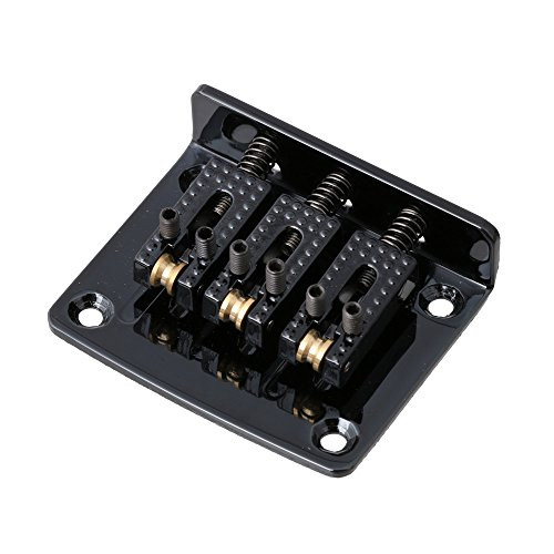 LYWS Black 3-String Roller Saddle Guitar Top Loading Hard-tail Bridge Tailpiece for Cigar Box Guitar Parts