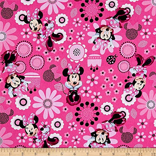 Springs Creative Products Disney Minnie Bowtique Cotton Minnie Allover Quilt Fabric  Pink  Quilt Fabric By The Yard