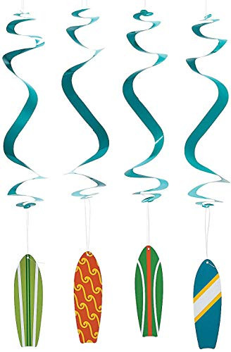 Fun Express - Surfs Up Birthday Dangling Swirls for Birthday - Party Decor - Hanging Decor - Spirals  and  Swirls - Birthday - 12 Pieces