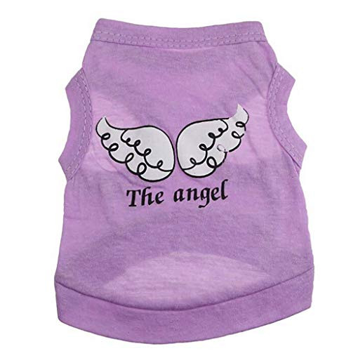 ManxiVoo Summer Dog Shirt Puppy Angel Wings Print Vest Top Pet Summer T-Shirt Pet Clothes Apparel M Purple ManxiVoo Summer Dog Shirt Puppy Angel Wings Print Vest Top Pet Summer T-Shirt Pet Clothes Apparel M Purple