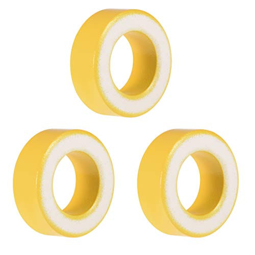 uxcell Toroid Core  Ferrite Chokes Ring Iron Powder Inductor Ferrite Rings  Yellow White 3pcs  24 x 40.3 x 15mm