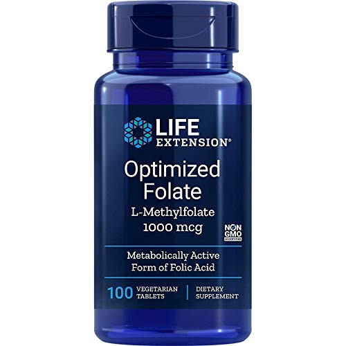 Life Extension Optimized Folate L-Methylfola 1000 Mcg Vegetarian Tablets  100 Count
