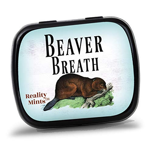 Beaver Breath Mints - Vintage Beaver Design - Wintergreen Mints for Men - Novelty Candy  Black tin  Sugar-free