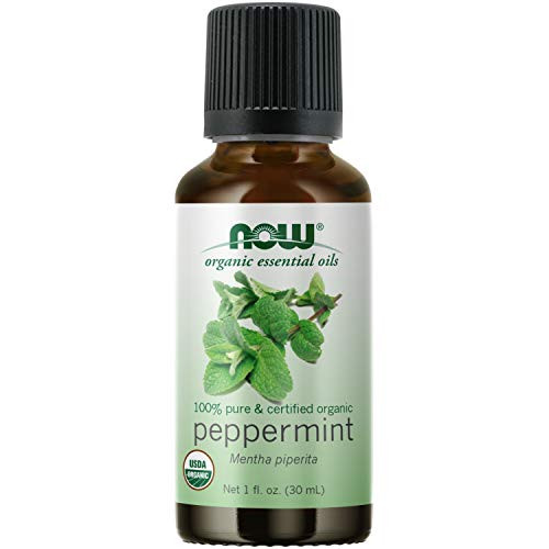 NOW Essential Oils  Organic Peppermint Oil  Invigorating Aromatherapy Scent  Steam Distilled  100% Pure  Vegan  Child Resistant Cap  1-Ounce