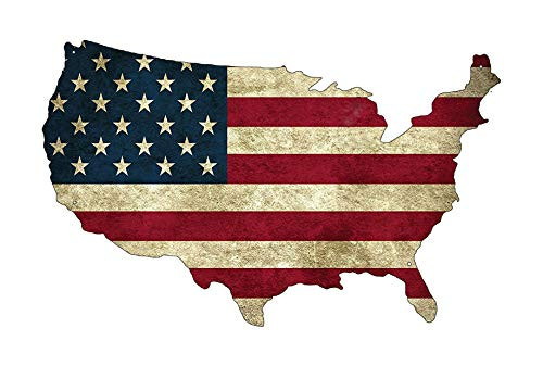 Rogue River Tactical USA American Flag Metal Tin Sign Wall Decor Man Cave Bar US United States Rustic Cut Out Outline